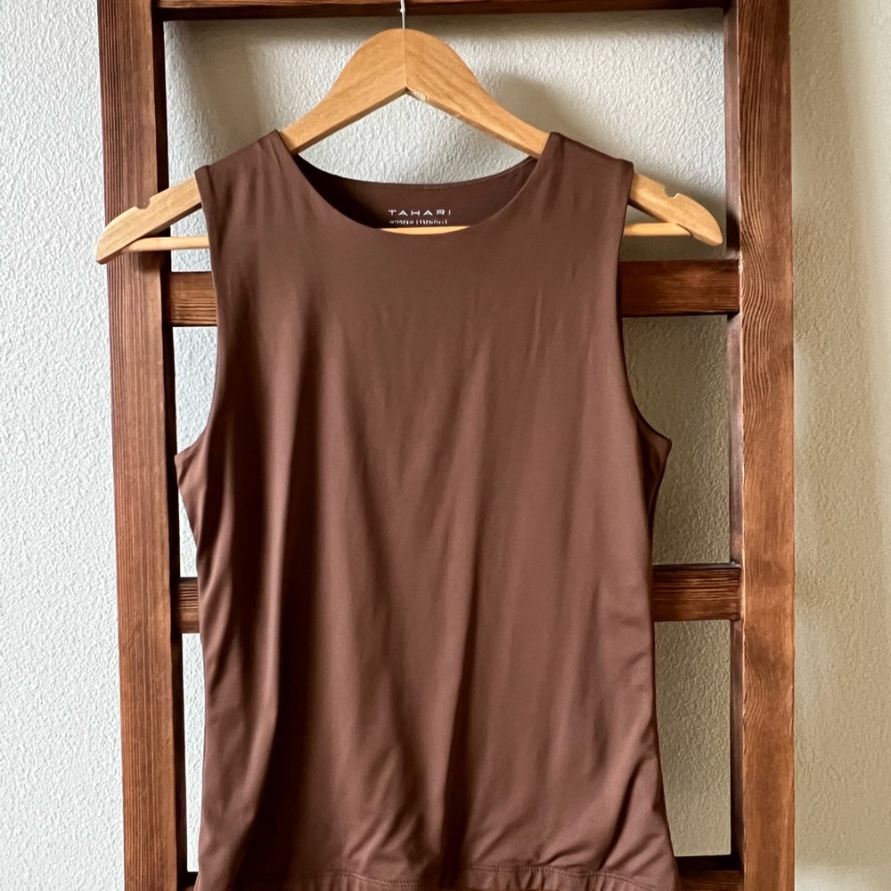 Tahari Brown Sleeveless Top